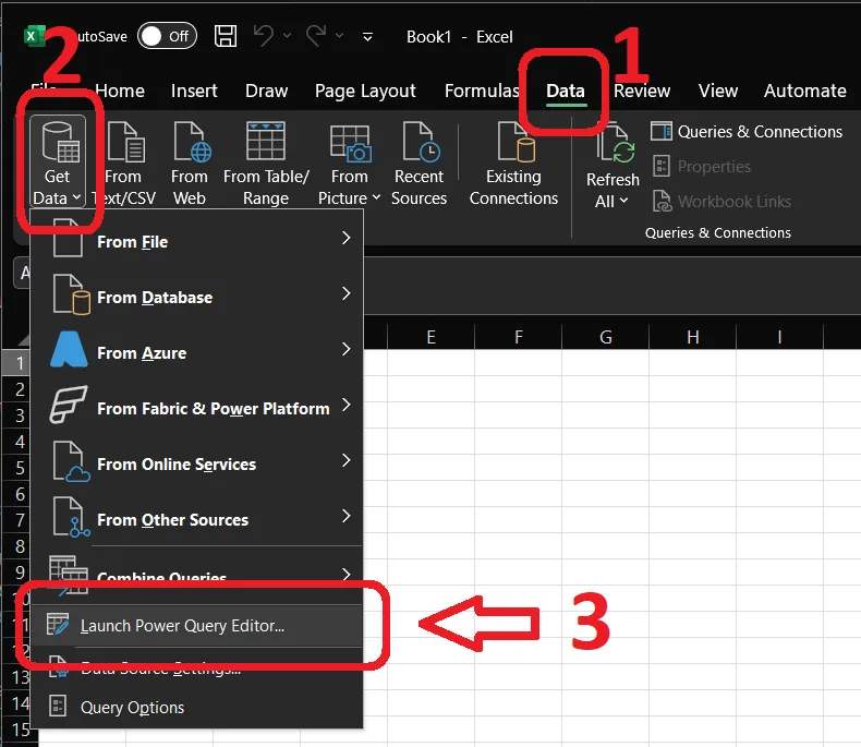 Screenshot: Launch Power Query