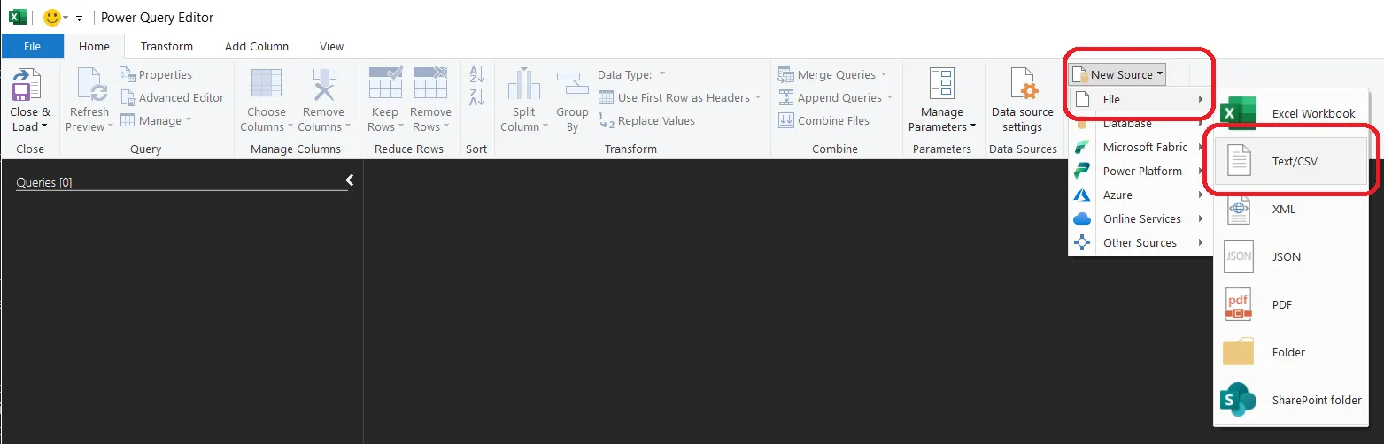 Screenshot: Import Text/CSV